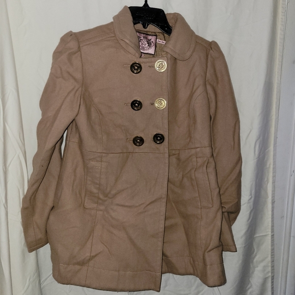 Beautiful Juicy Couture Jacket Tan Long Jacket Large - Picture 1 of 9